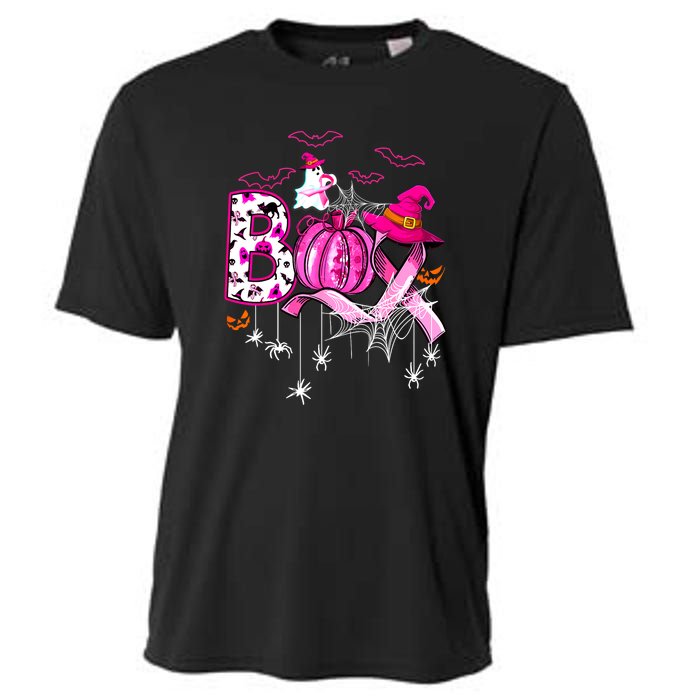 Halloween Boo Pumpkin Ribbon Witch Breast Cancer Gift Cooling Performance Crew T-Shirt