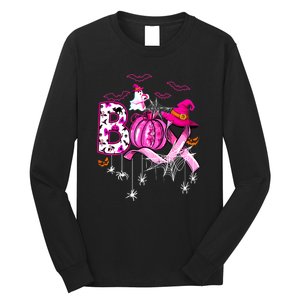 Halloween Boo Pumpkin Ribbon Witch Breast Cancer Gift Long Sleeve Shirt