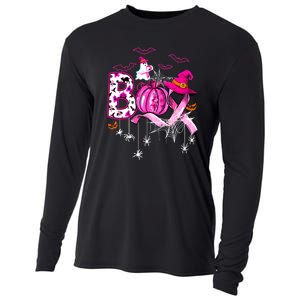 Halloween Boo Pumpkin Ribbon Witch Breast Cancer Gift Cooling Performance Long Sleeve Crew