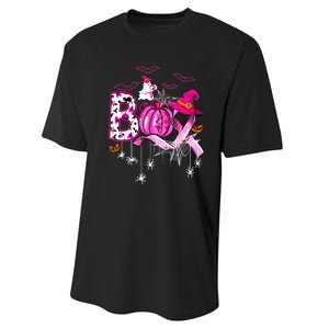 Halloween Boo Pumpkin Ribbon Witch Breast Cancer Gift Performance Sprint T-Shirt