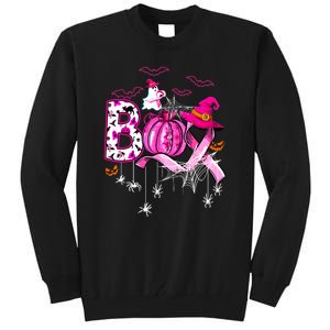 Halloween Boo Pumpkin Ribbon Witch Breast Cancer Gift Tall Sweatshirt