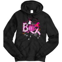 Halloween Boo Pumpkin Ribbon Witch Breast Cancer Gift Tie Dye Hoodie