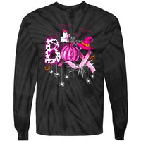 Halloween Boo Pumpkin Ribbon Witch Breast Cancer Gift Tie-Dye Long Sleeve Shirt