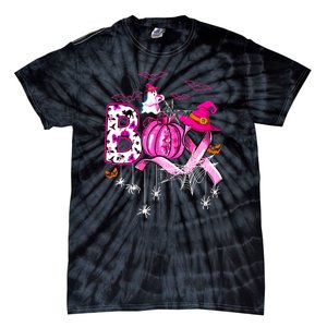 Halloween Boo Pumpkin Ribbon Witch Breast Cancer Gift Tie-Dye T-Shirt