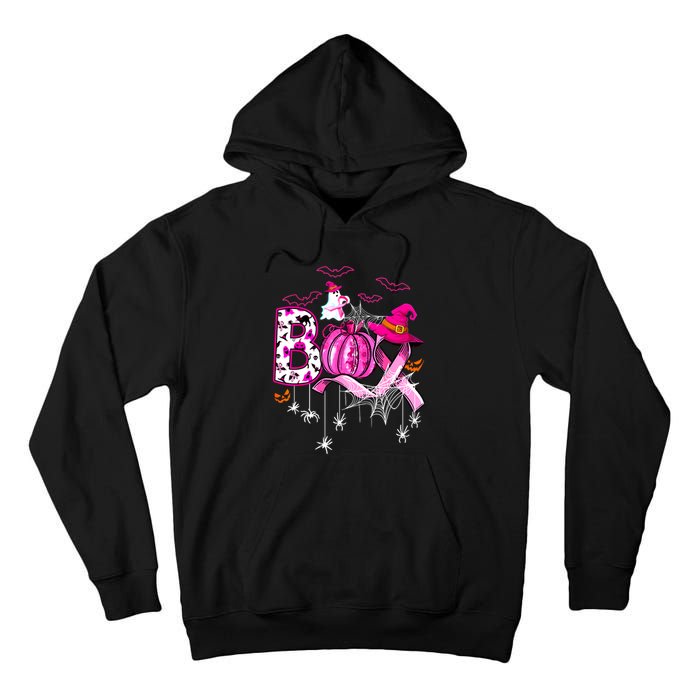 Halloween Boo Pumpkin Ribbon Witch Breast Cancer Gift Tall Hoodie