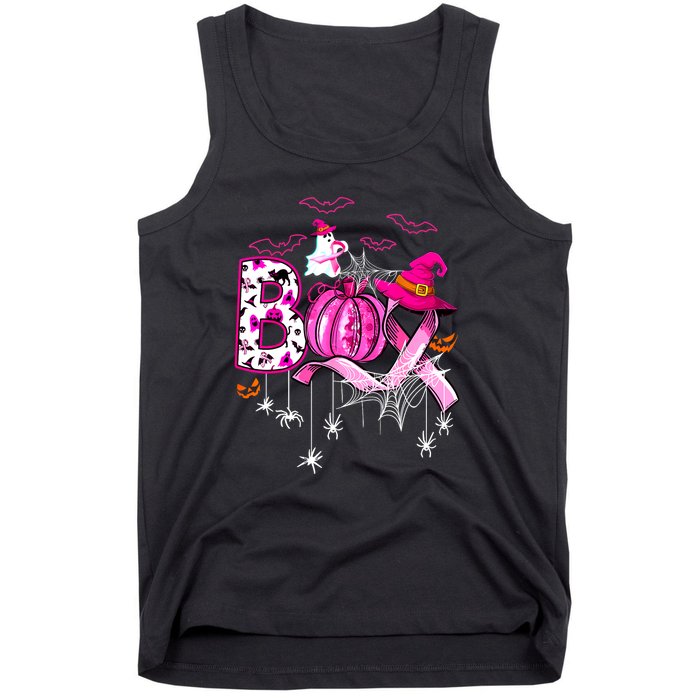 Halloween Boo Pumpkin Ribbon Witch Breast Cancer Gift Tank Top