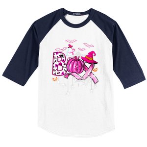 Halloween Boo Pumpkin Ribbon Witch Breast Cancer Gift Baseball Sleeve Shirt