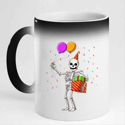 Halloween Birthday Party Outfit Skeleton Birthday Party 11oz Black Color Changing Mug