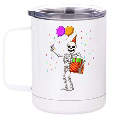 Halloween Birthday Party Outfit Skeleton Birthday Party 12 oz Stainless Steel Tumbler Cup