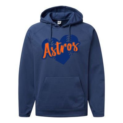 Houston Baseball Retro HOU Retro Heart Performance Fleece Hoodie