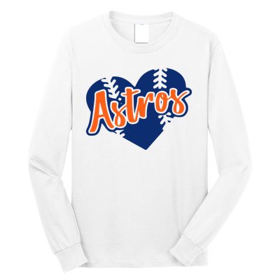 Houston Baseball Retro HOU Retro Heart Long Sleeve Shirt