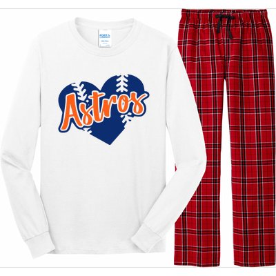 Houston Baseball Retro HOU Retro Heart Long Sleeve Pajama Set