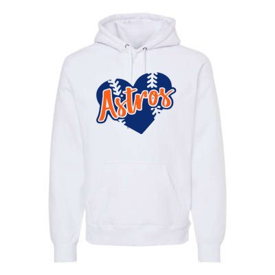 Houston Baseball Retro HOU Retro Heart Premium Hoodie