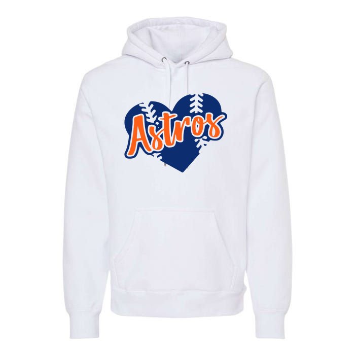 Houston Baseball Retro HOU Retro Heart Premium Hoodie