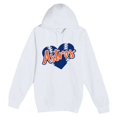 Houston Baseball Retro HOU Retro Heart Premium Pullover Hoodie