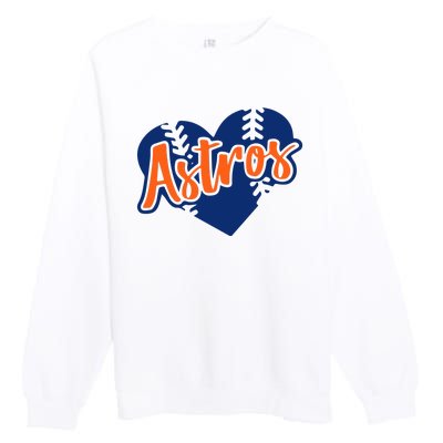 Houston Baseball Retro HOU Retro Heart Premium Crewneck Sweatshirt