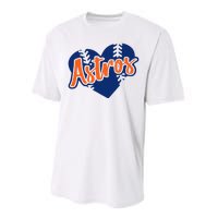 Houston Baseball Retro HOU Retro Heart Performance Sprint T-Shirt