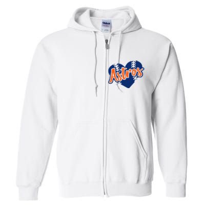 Houston Baseball Retro HOU Retro Heart Full Zip Hoodie