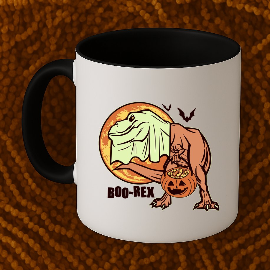 Halloween Boo Rex Trex Dinosaur Ghost Mug