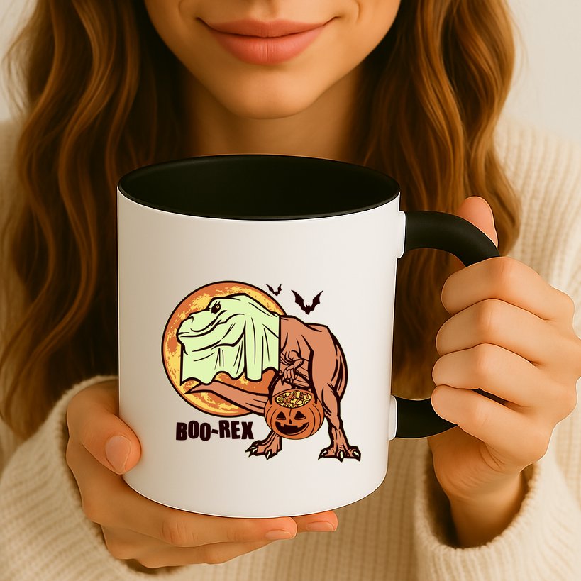 Halloween Boo Rex Trex Dinosaur Ghost Mug