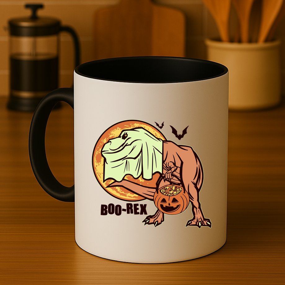 Halloween Boo Rex Trex Dinosaur Ghost Mug