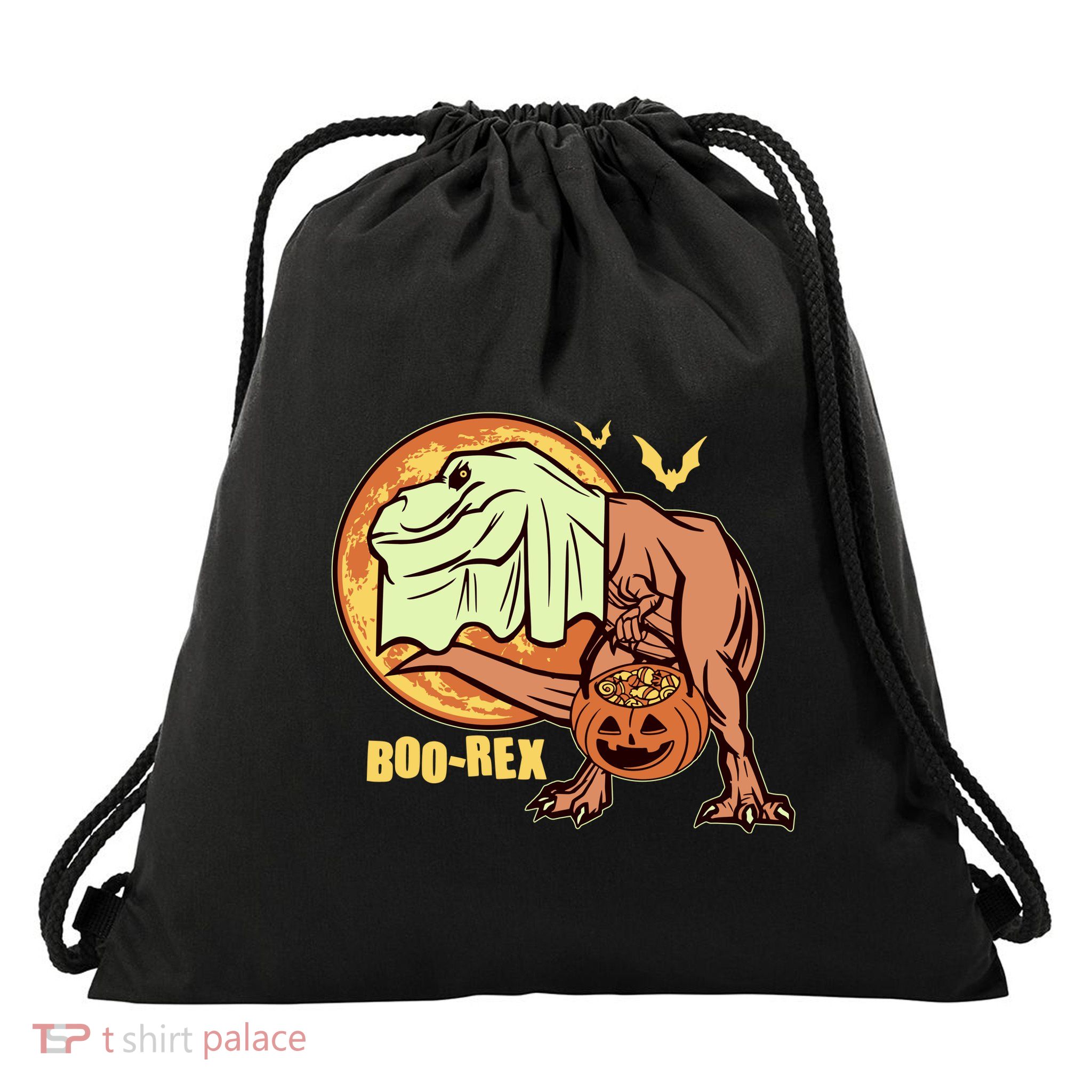 Halloween Boo Rex Trex Dinosaur Ghost Drawstring Bag