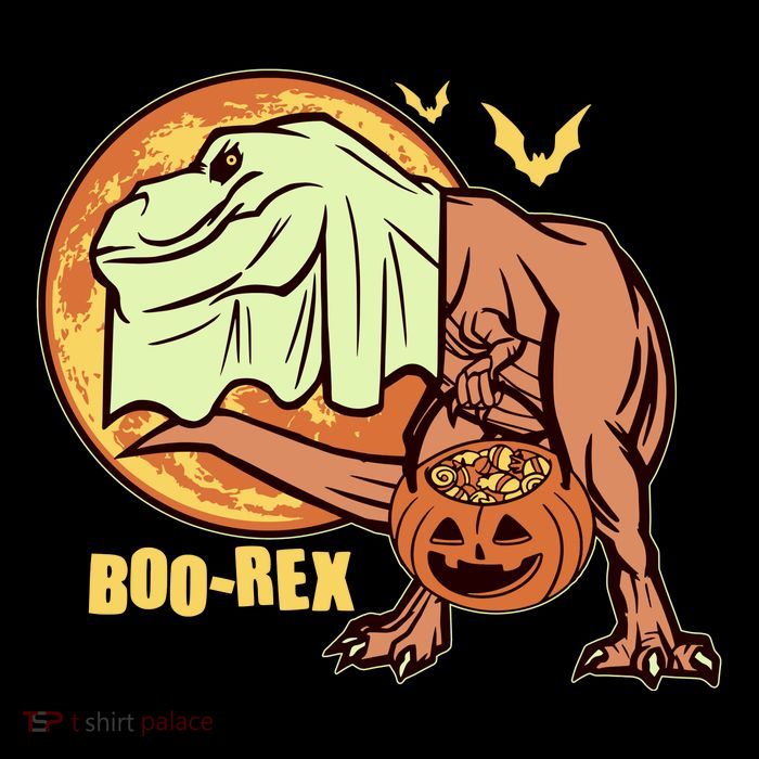 Halloween Boo Rex Trex Dinosaur Ghost Drawstring Bag