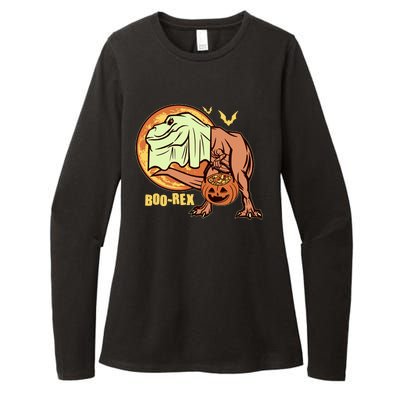 Halloween Boo Rex Trex Dinosaur Ghost Womens CVC Long Sleeve Shirt