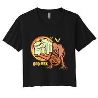 Halloween Boo Rex Trex Dinosaur Ghost Women's Crop Top Tee