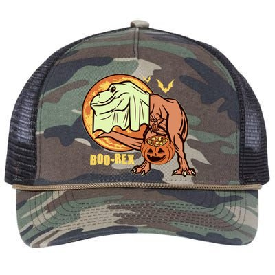 Halloween Boo Rex Trex Dinosaur Ghost Retro Rope Trucker Hat Cap