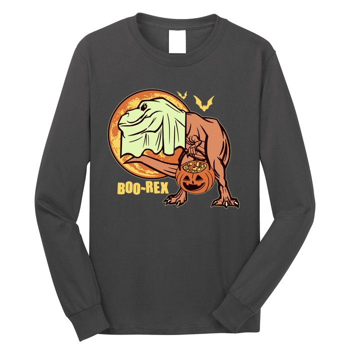 Halloween Boo Rex Trex Dinosaur Ghost Long Sleeve Shirt