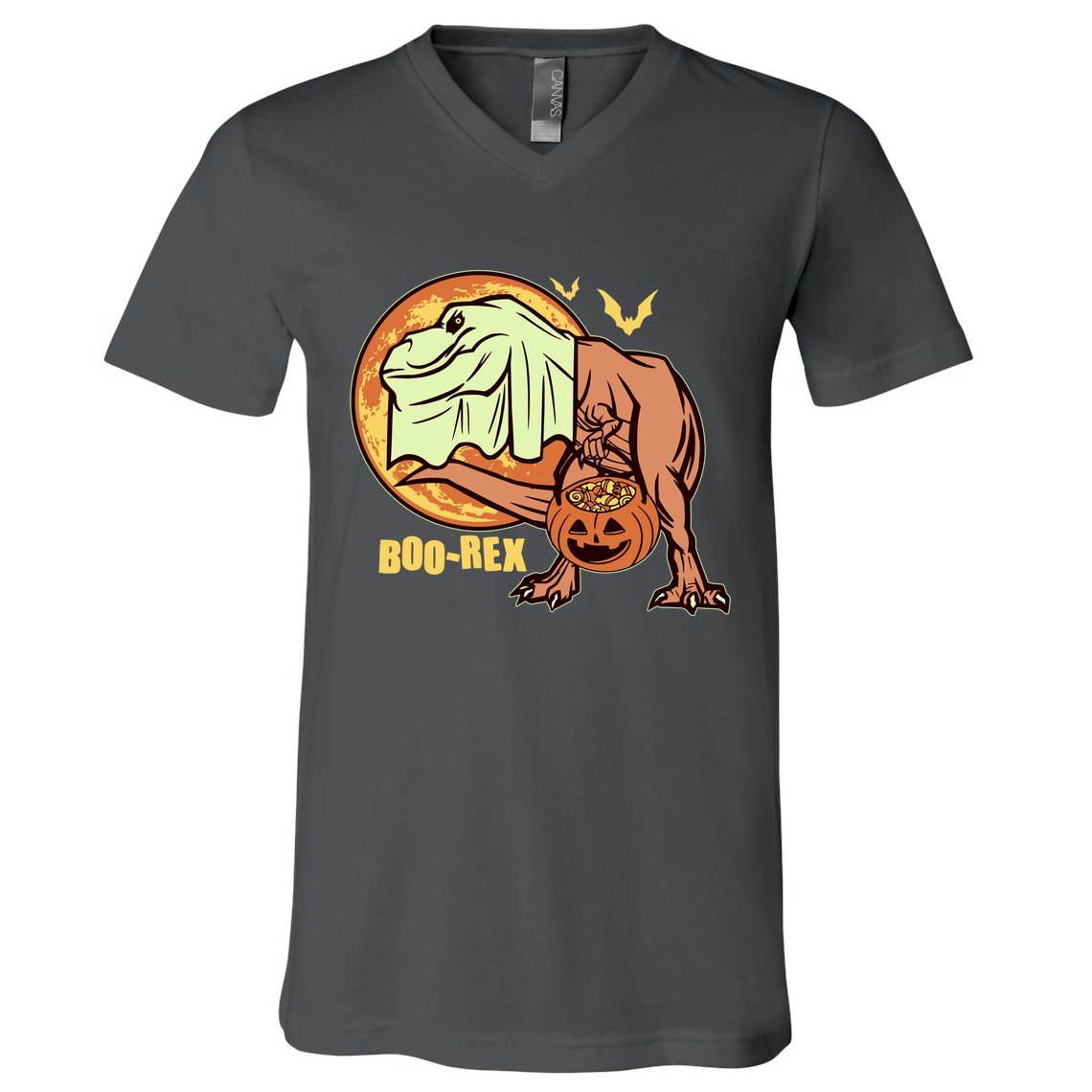 Halloween Boo Rex Trex Dinosaur Ghost V-Neck T-Shirt