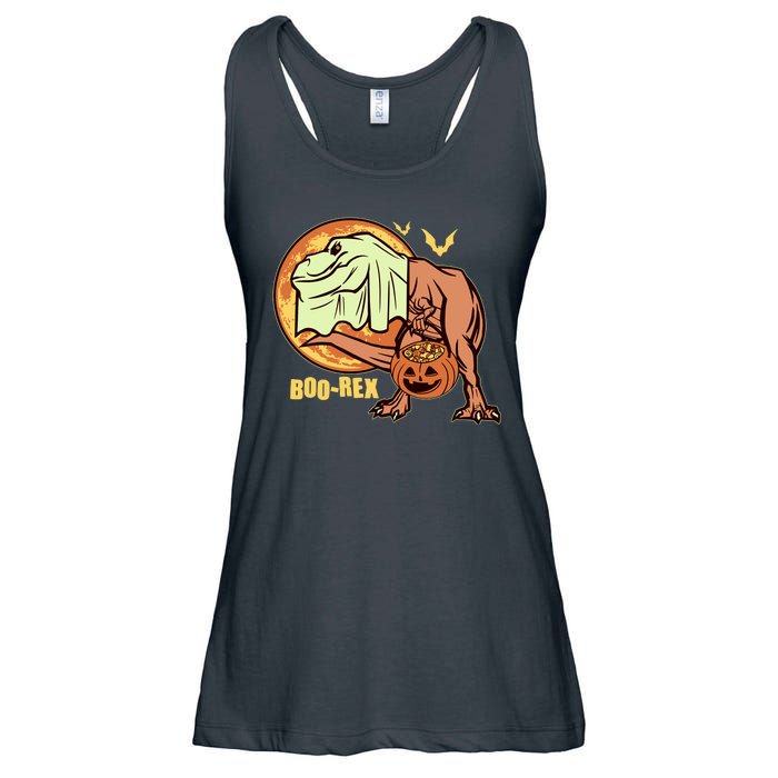 Halloween Boo Rex Trex Dinosaur Ghost Ladies Essential Flowy Tank