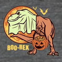 Halloween Boo Rex Trex Dinosaur Ghost Flatbill Hat