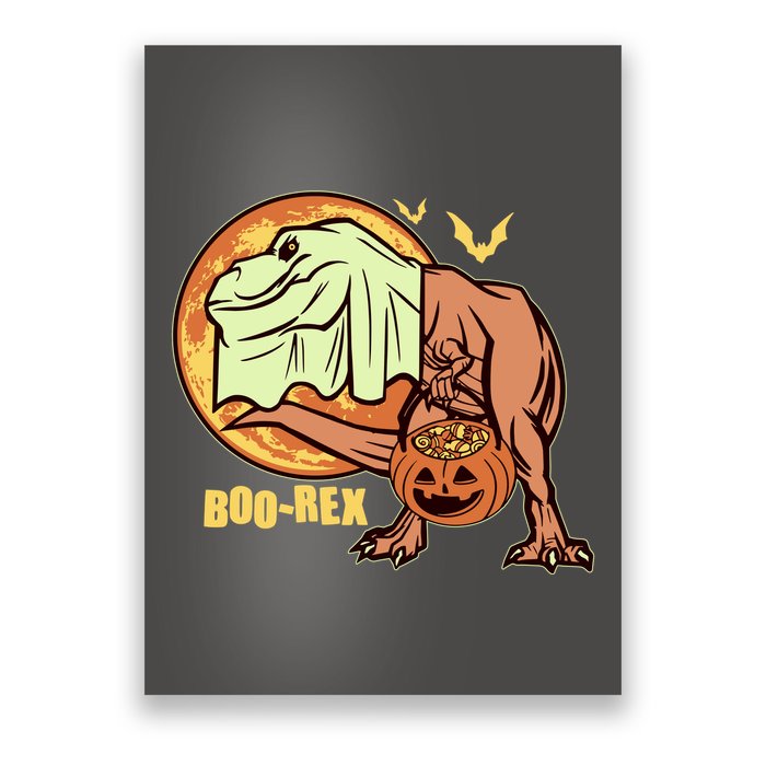 Halloween Boo Rex Trex Dinosaur Ghost Poster