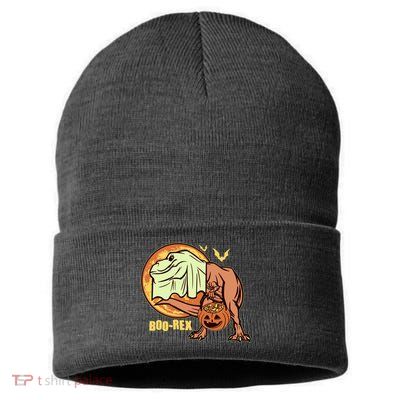 Halloween Boo Rex Trex Dinosaur Ghost Sustainable Knit Beanie