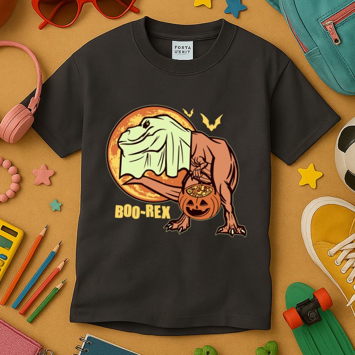 Halloween Boo Rex Trex Dinosaur Ghost Kids T-Shirt