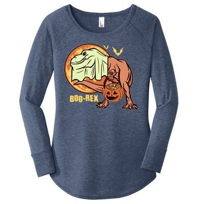 Halloween Boo Rex Trex Dinosaur Ghost Women's Perfect Tri Tunic Long Sleeve Shirt