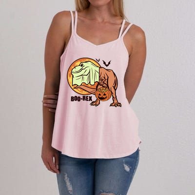 Halloween Boo Rex Trex Dinosaur Ghost Women's Strappy Tank