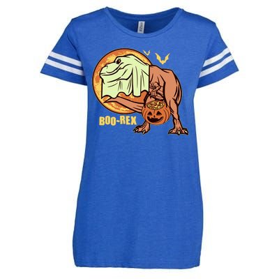 Halloween Boo Rex Trex Dinosaur Ghost Enza Ladies Jersey Football T-Shirt