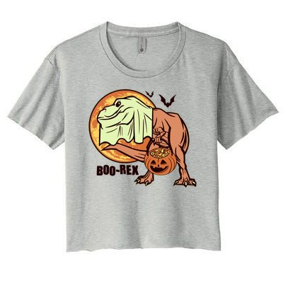 Halloween Boo Rex Trex Dinosaur Ghost Women's Crop Top Tee