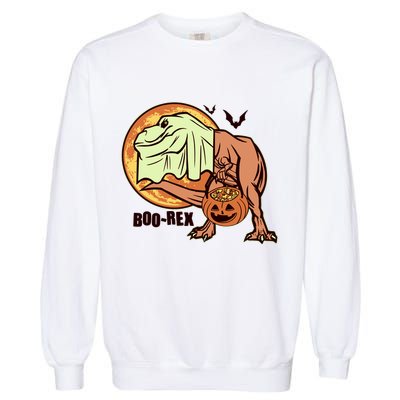 Halloween Boo Rex Trex Dinosaur Ghost Garment-Dyed Sweatshirt