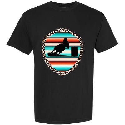 Horse Barrel Racing Serape Leopard Pattern Rodeo Cowgirl Garment-Dyed Heavyweight T-Shirt