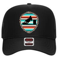 Horse Barrel Racing Serape Leopard Pattern Rodeo Cowgirl High Crown Mesh Back Trucker Hat