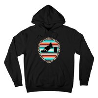 Horse Barrel Racing Serape Leopard Pattern Rodeo Cowgirl Hoodie