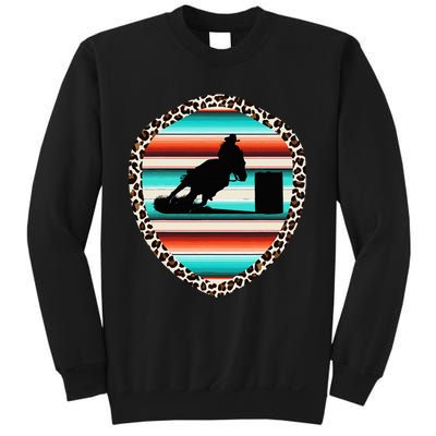 Horse Barrel Racing Serape Leopard Pattern Rodeo Cowgirl Sweatshirt