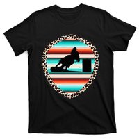 Horse Barrel Racing Serape Leopard Pattern Rodeo Cowgirl T-Shirt