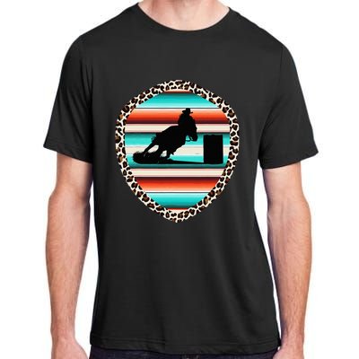 Horse Barrel Racing Serape Leopard Pattern Rodeo Cowgirl Adult ChromaSoft Performance T-Shirt