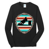 Horse Barrel Racing Serape Leopard Pattern Rodeo Cowgirl Tall Long Sleeve T-Shirt