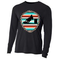 Horse Barrel Racing Serape Leopard Pattern Rodeo Cowgirl Cooling Performance Long Sleeve Crew